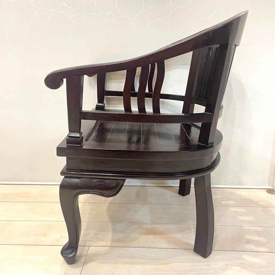 希少・美品】唐木家具 天然木 曲木 猫脚 彫刻 アンティーク 肘掛け