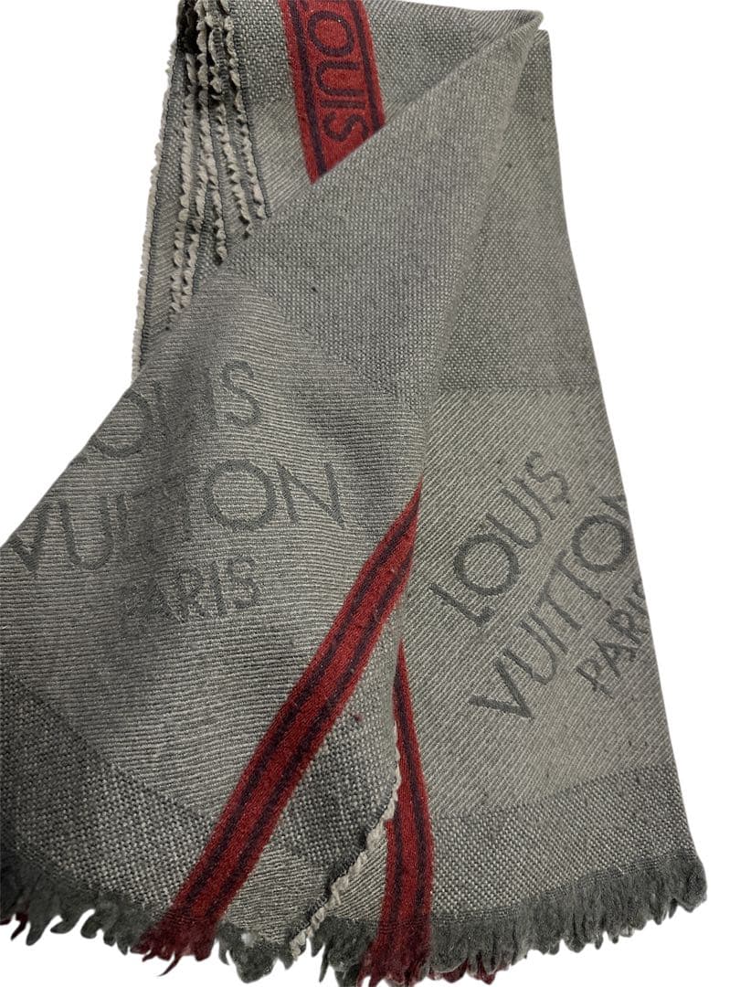 LOUIS VUITTON マフラー グレーカーキ・オレンジライン