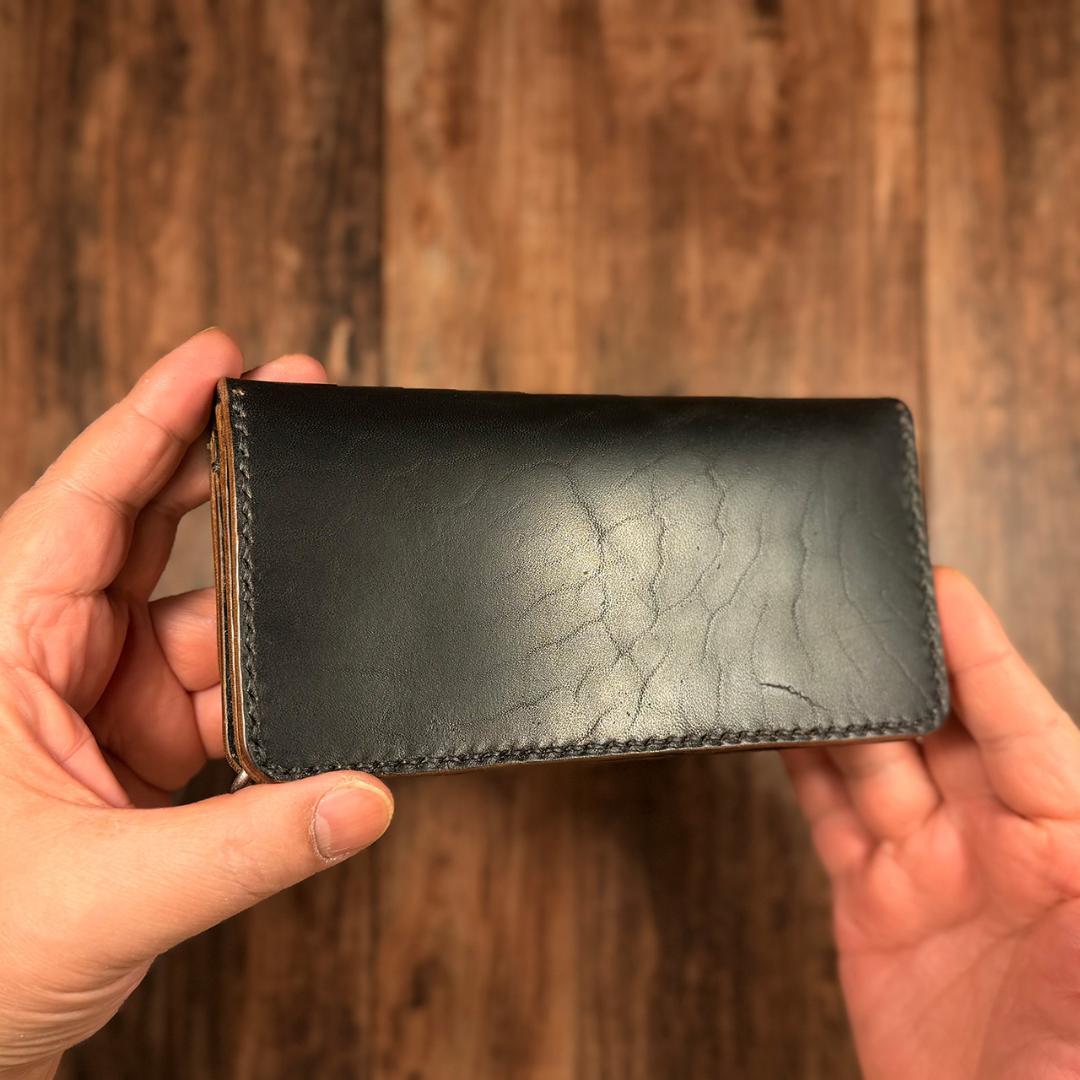 ホースバット・茶芯ブラック・ロングトラッカーウォレット – レザー長