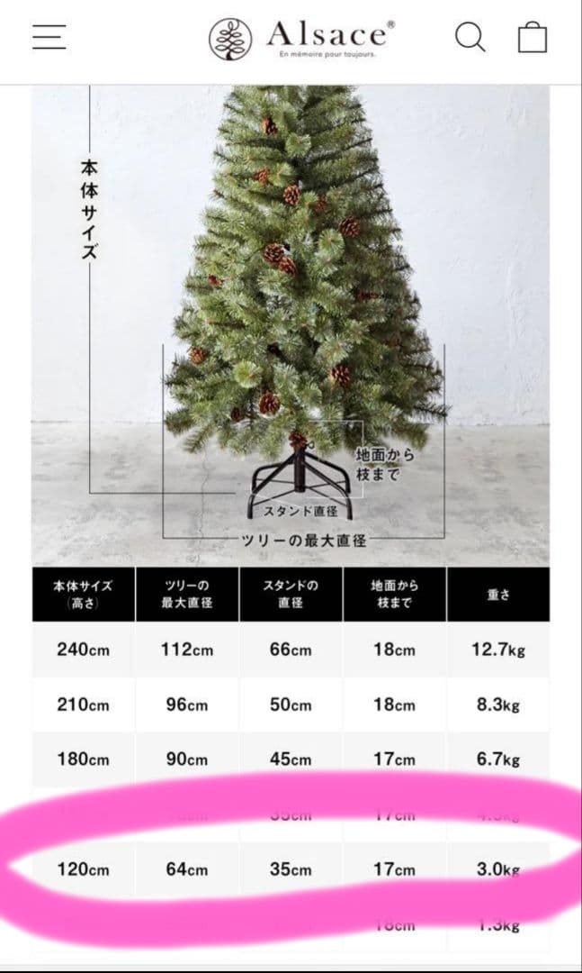 Alsace tree®︎ アルザスツリー クリスマスツリー 樅 120サイズ - メルカリ