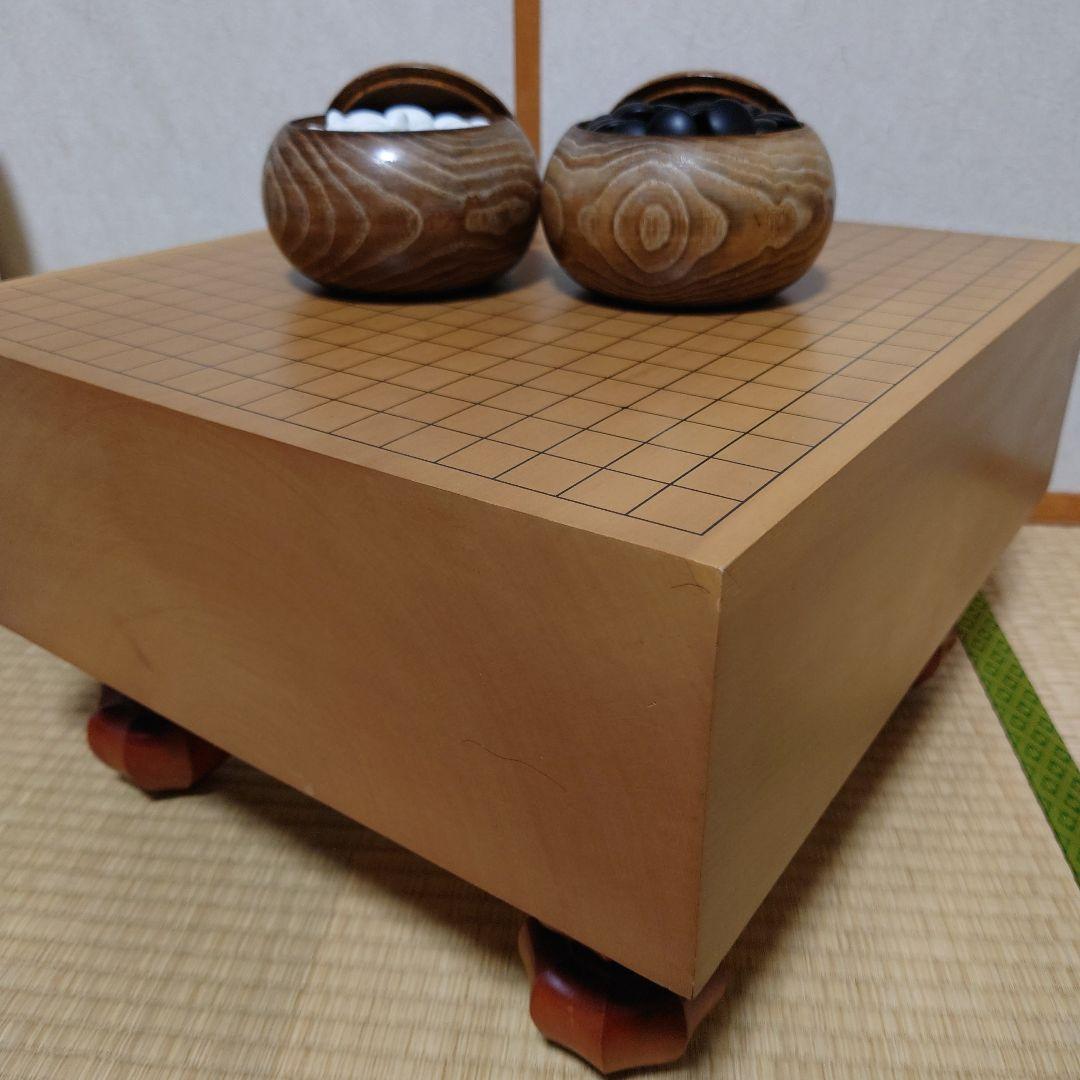 【美品】碁盤・碁笥・碁石セット 囲碁セット 新桂10号折碁盤セット(ガラス碁石松・木製碁笥栗特大) | 折
