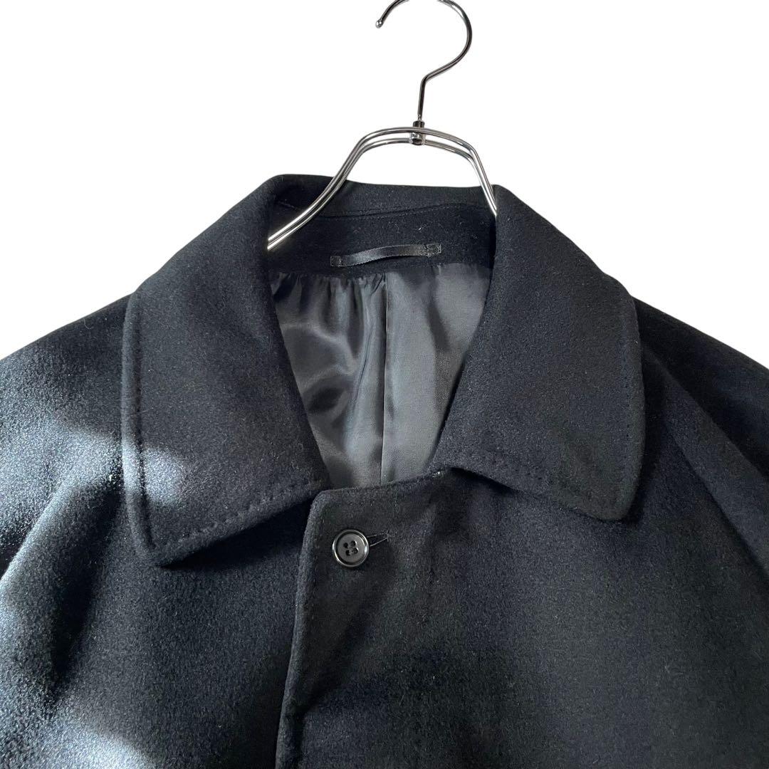 カシミヤ100%×大きいサイズ】マキシ丈 比翼ロングチェスターコート 黒