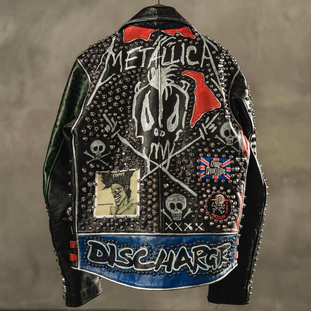 肉厚レザー 鋲ジャン カスタムライダース 幻 激レア 好配色 40Lサイズ