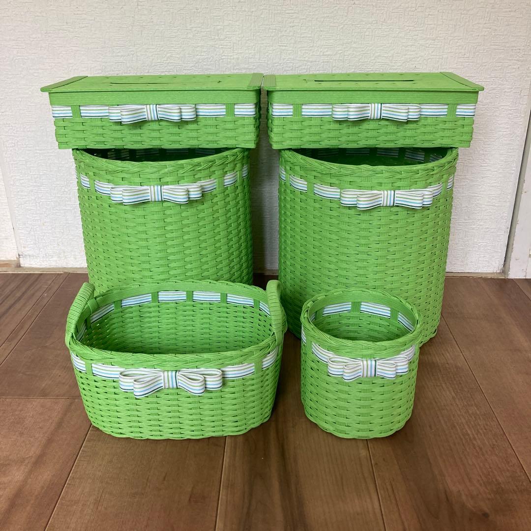 minoriページ　ティッシュケースとゴミ箱とパンかご小とペン立て ゴミ箱 3L ティッシュケース 一体型 コンパクト 小さい ごみ箱