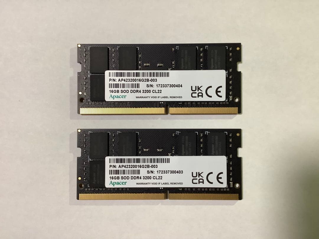Apacer DDR4 3200 CL22 32GB (16GBx2) ノート用 Apacer DDR4 3200 CL22 32GB (16GBx2) ノート用 Apacer DDR4 3200 CL22