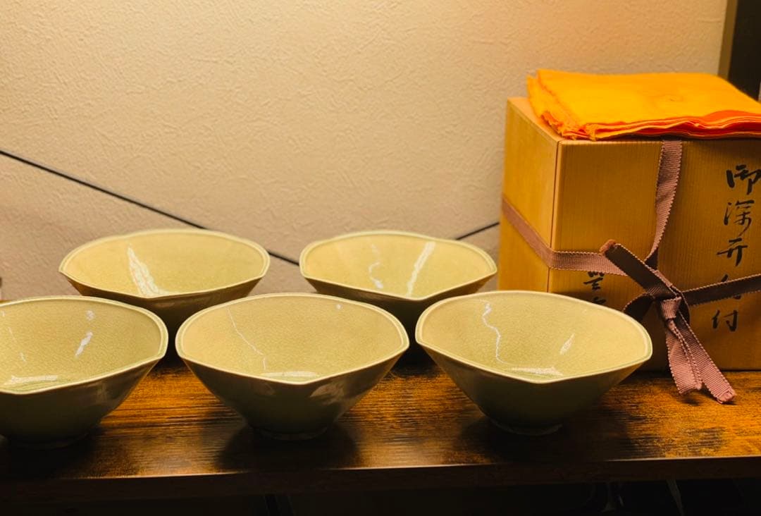 武村豊徳御井　向付 5枚揃い共箱未使用保管品