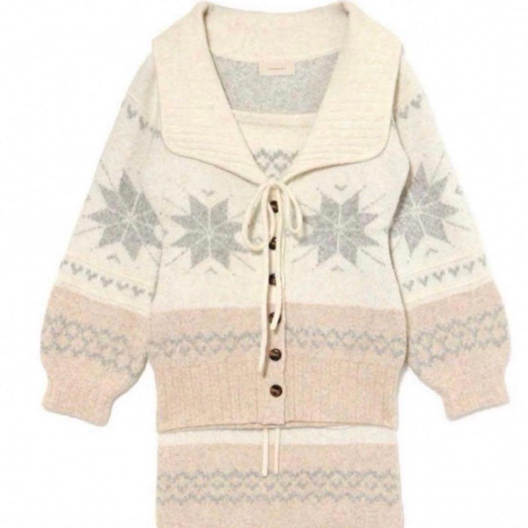 トップス andmary Heart nordic cardigan set up ANDMARY】Heart nordic cardigan set up
