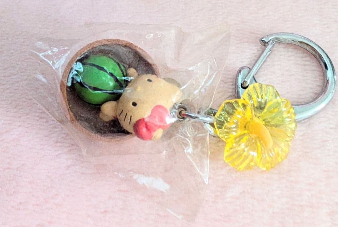 平成レトロ 日焼けキティ ハイビスカス スイカ サンリオ 木 湯桶 夏限定