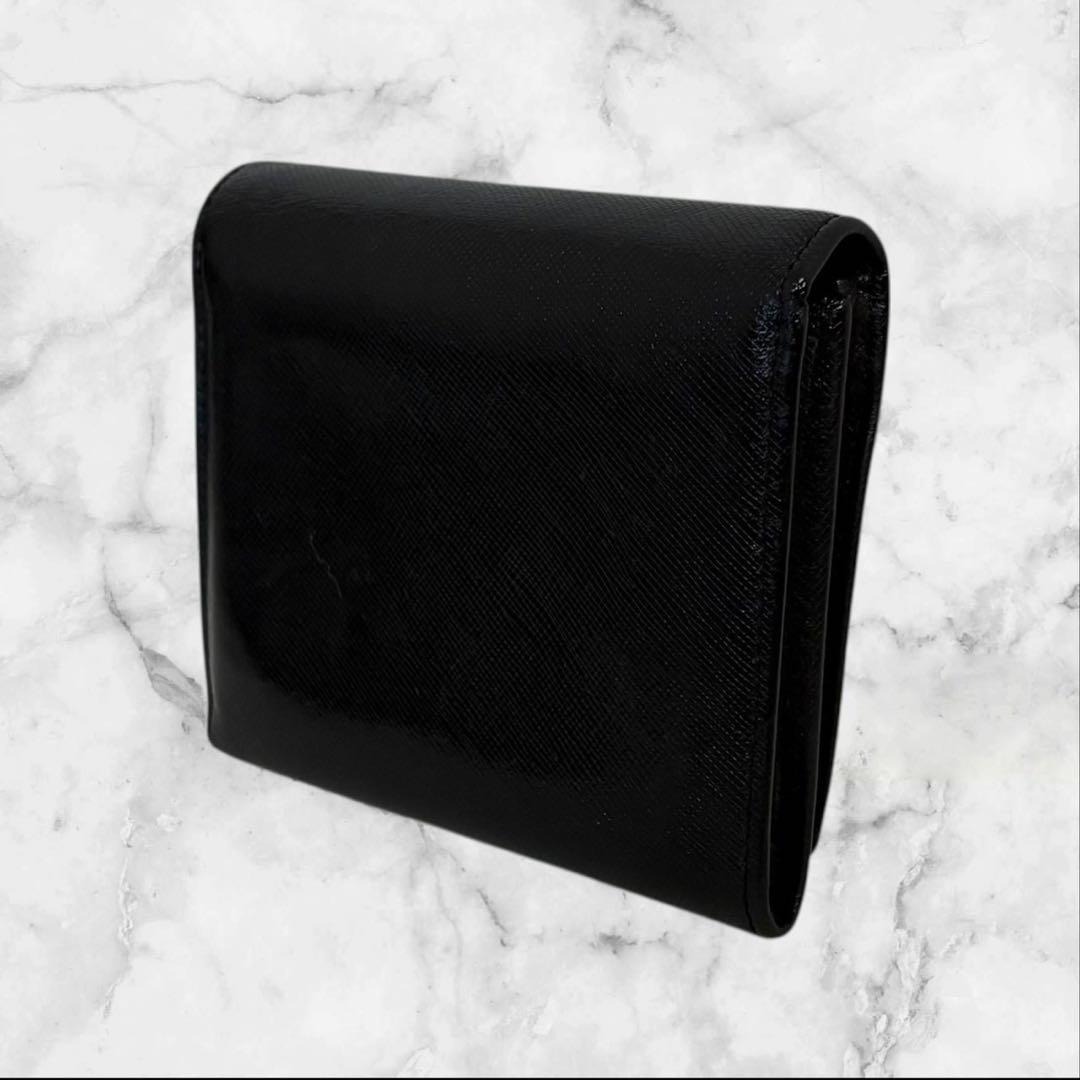 極美品✨ PRADA プラダ 三つ折り財布 サフィアーノ ブラック 三角ロゴ