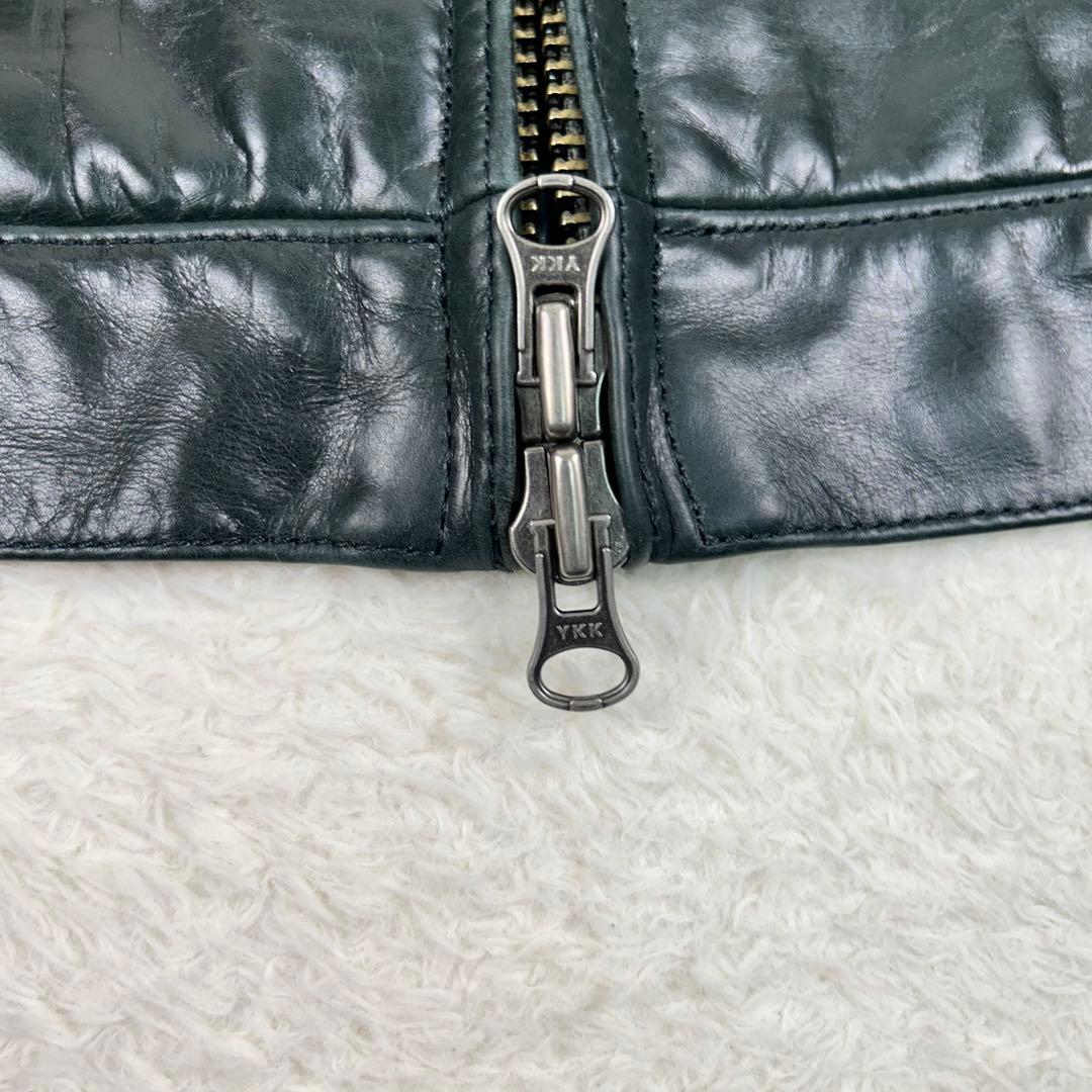 希少カラー 291295=HOMME カウハイド シングルライダース グリーン