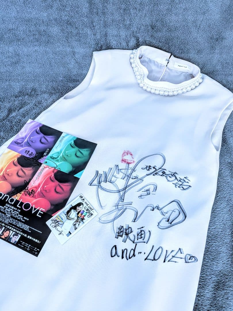 杉原杏璃 私服ドレス(キスマーク入り)＋チェキ＋映画リーフレットに直筆サイン入り