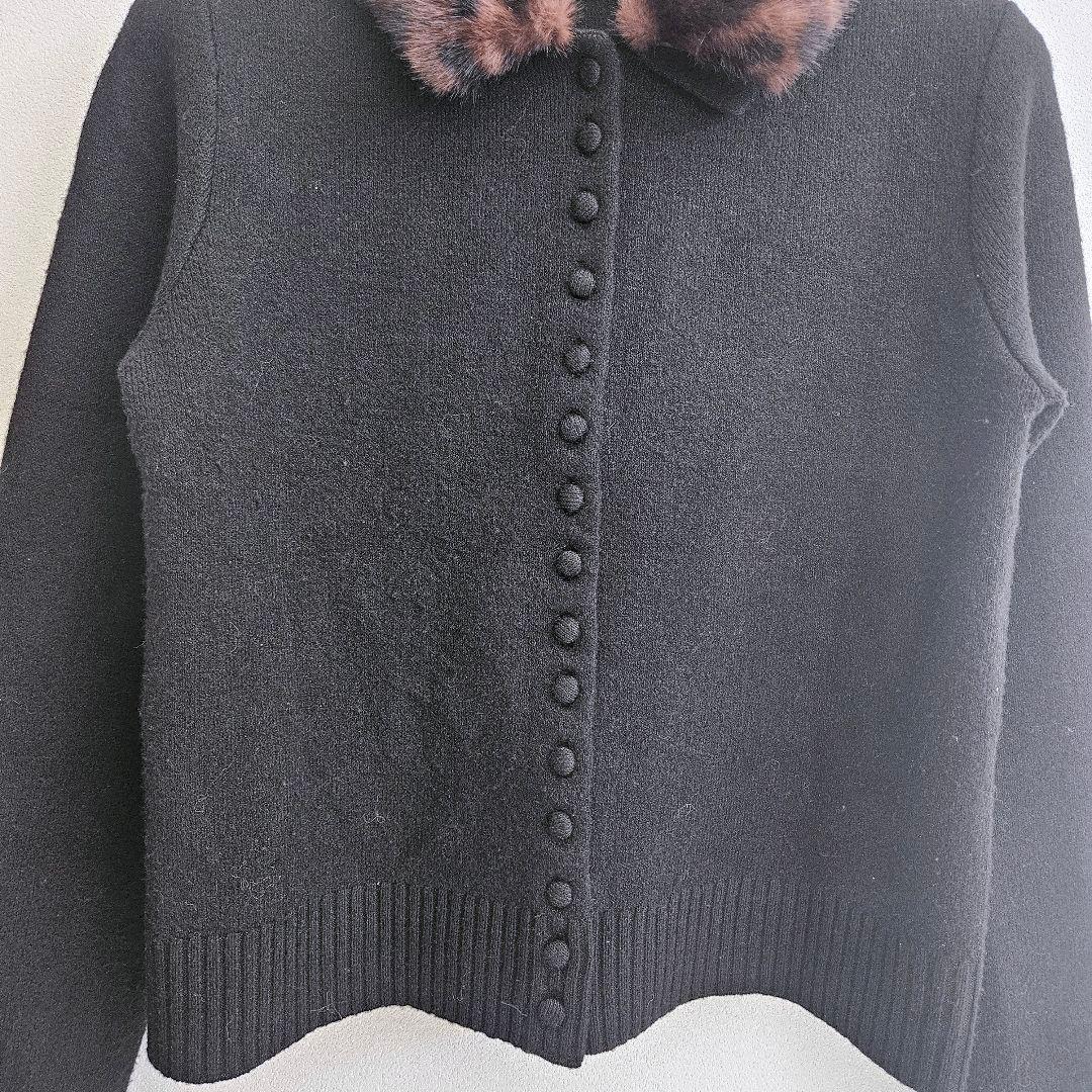 限定値下げ✨ZARA フェイクファー襟 ニットジャケット 黒 S 2WAY