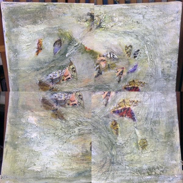 真作保証 藤本俊子　野原にて 昭和48年　油絵　額縁なし F6　北海道