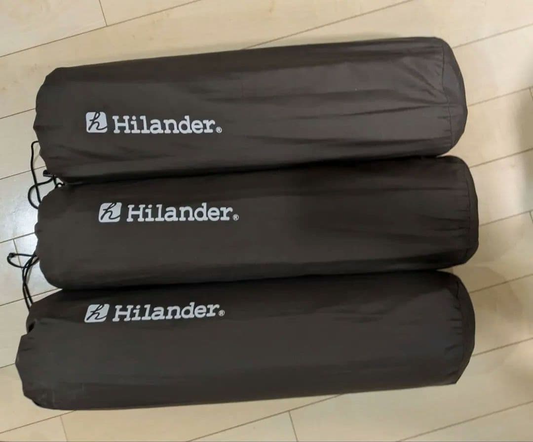 [3個]インフレータマット　ハイランダー　3つセット　アウトドア用マット Hilander(ハイランダー) 8cm インフレーターマットDX シングル 枕