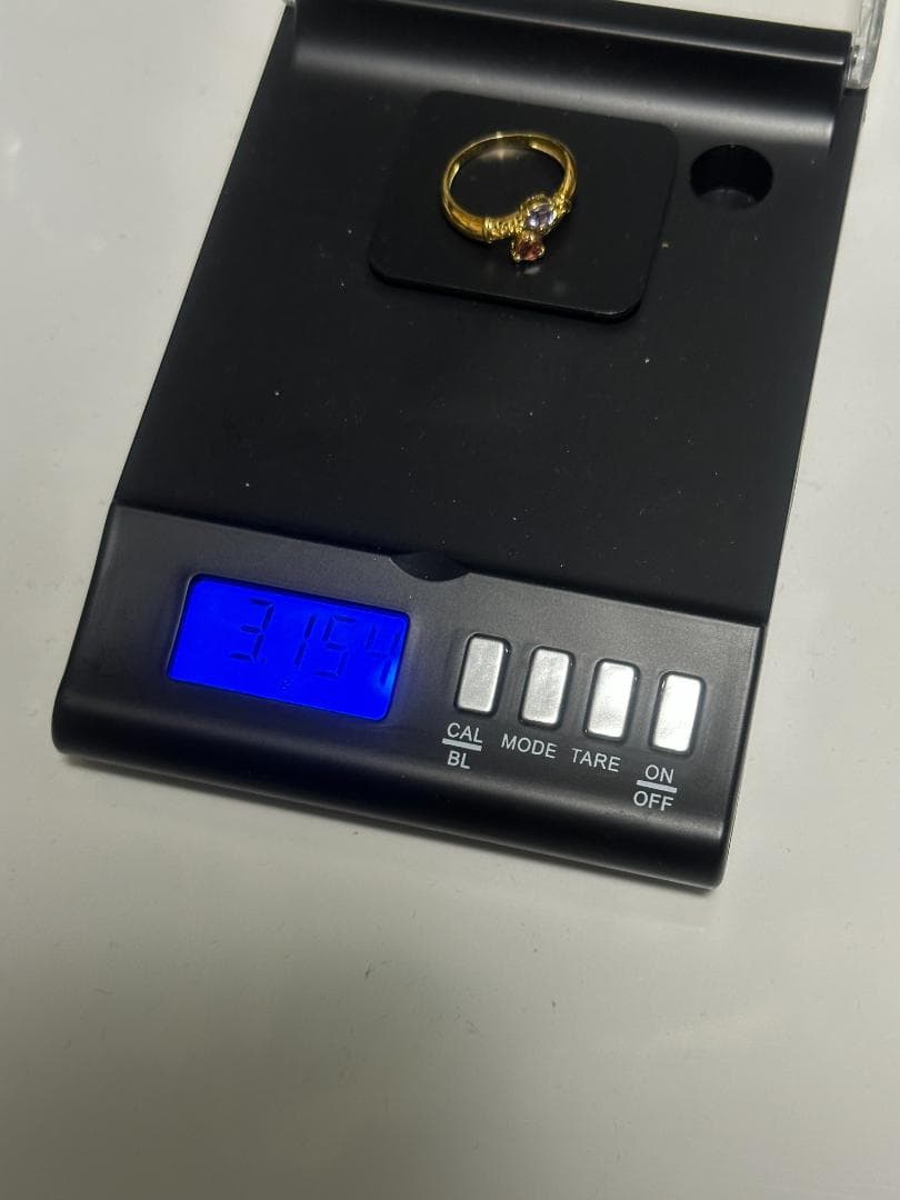 3.15g　K18　15号　タンザナイトとピンクトルマリンのハート　リング