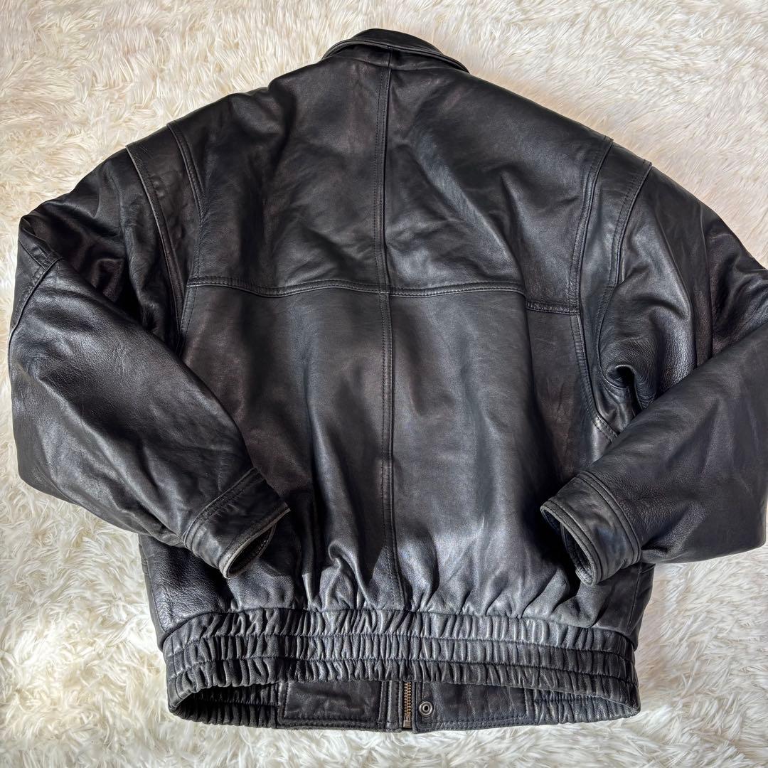 vintage】羊革 本革 ラムレザーシングルライダースジャケット ブラック