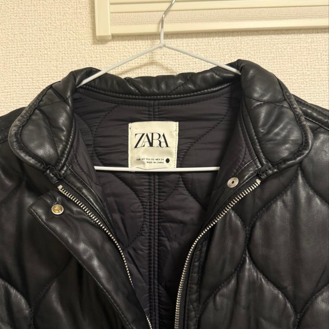 ZARA キルティング パフ レザー ジャケット - メルカリ