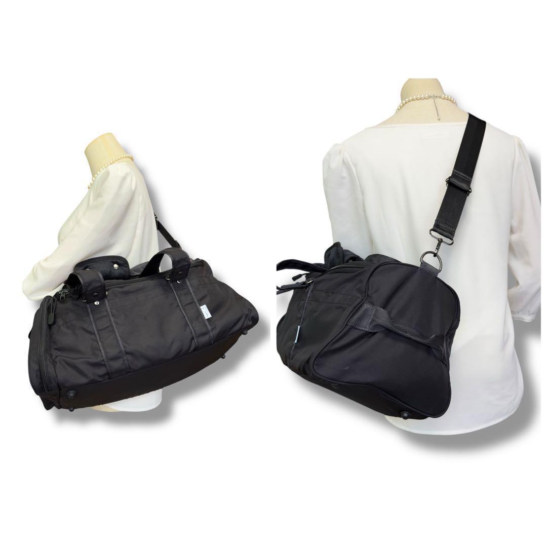 《美品》agnes b. VOYAGE 2way　ボストンバッグ　ナイロン　黒