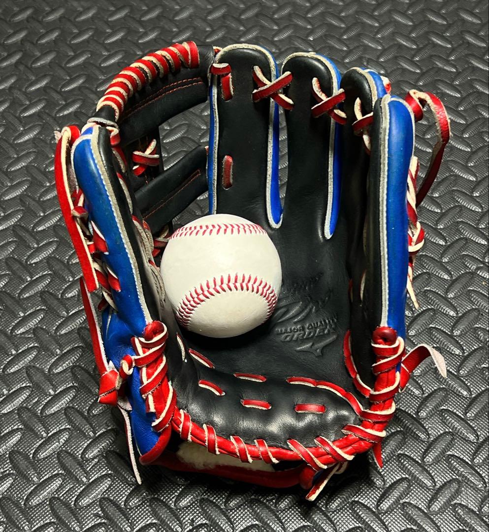日本製 ミズノプロ オーダー 限定 ダイバーシティブルー 軟式 内野用