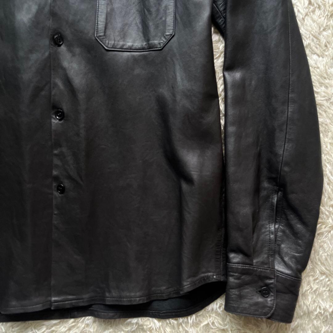 希少 90s Agnes b. homme レザーシャツ ジャケット ラムレザー - メルカリ