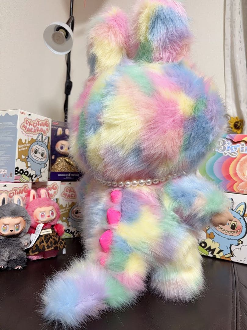 超特大60cm ジモモ 夢色ふわもこ パールネックレス＆ピンク尾びれ