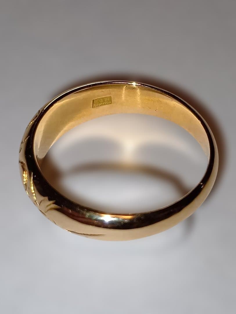 18金 K18 和柄 梅 デザインリング 男女 5.46g 17号