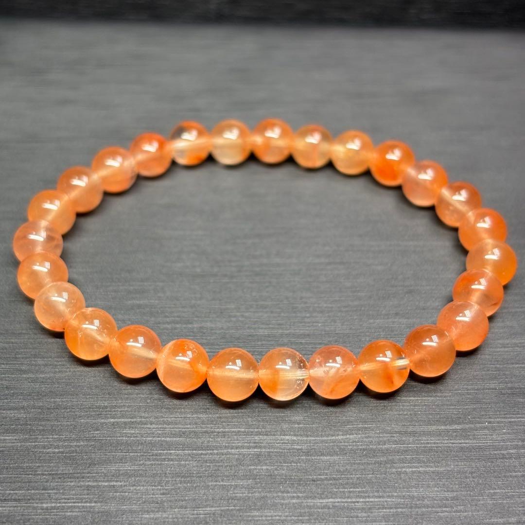 かわいい】オレンジラビットヘアールチルクォーツ 天然石 ビーズ