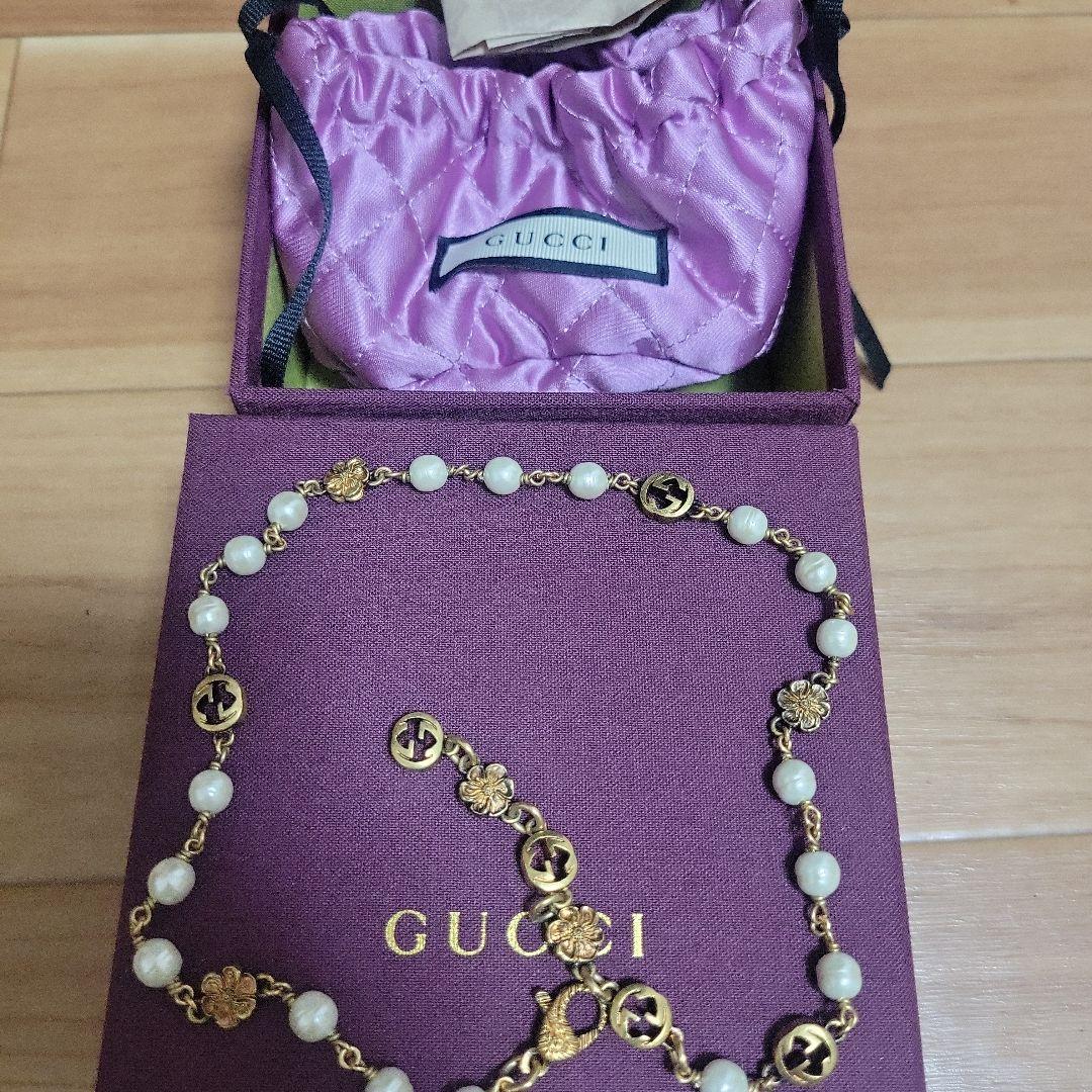 直営店購入GUCCI インターロッキングフラワーパール ネックレス永瀬廉