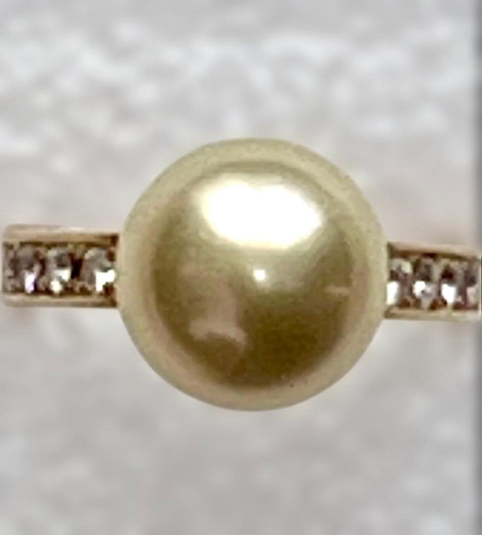 K18ゴールデンパールダイヤモンド0.20ctデザインリング 6.5ｇ