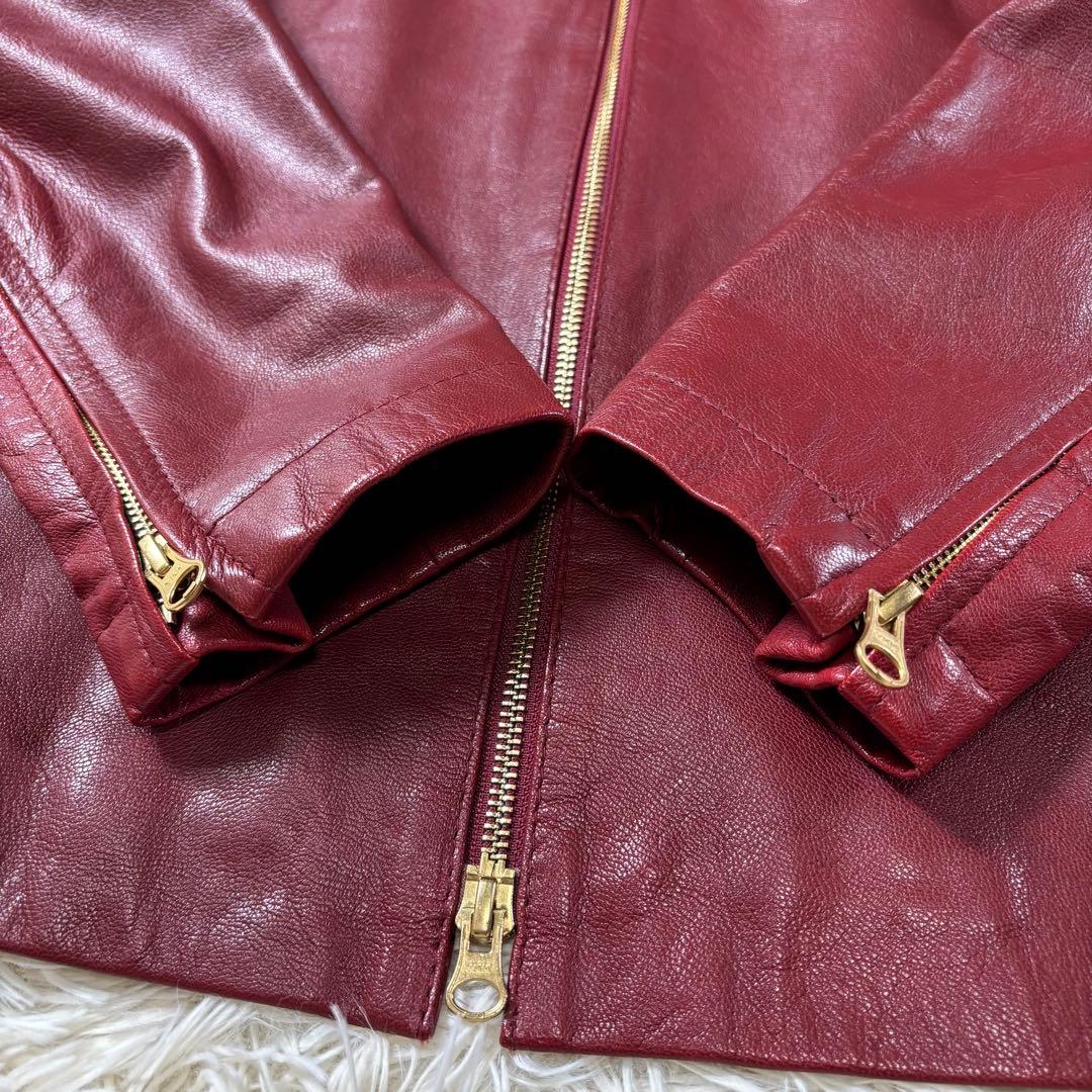 本革 TABLOID NEWS 山羊革 ゴートレザー シングルライダース 赤 - メルカリ