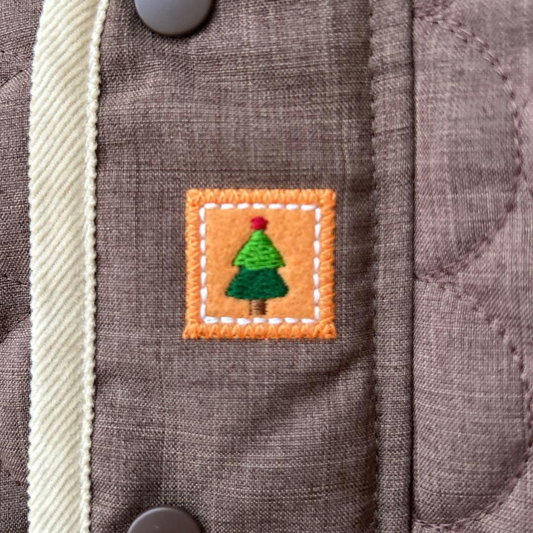 美品 familiarファミリア 裏起毛中綿キルティングカバーオール 茶色 80