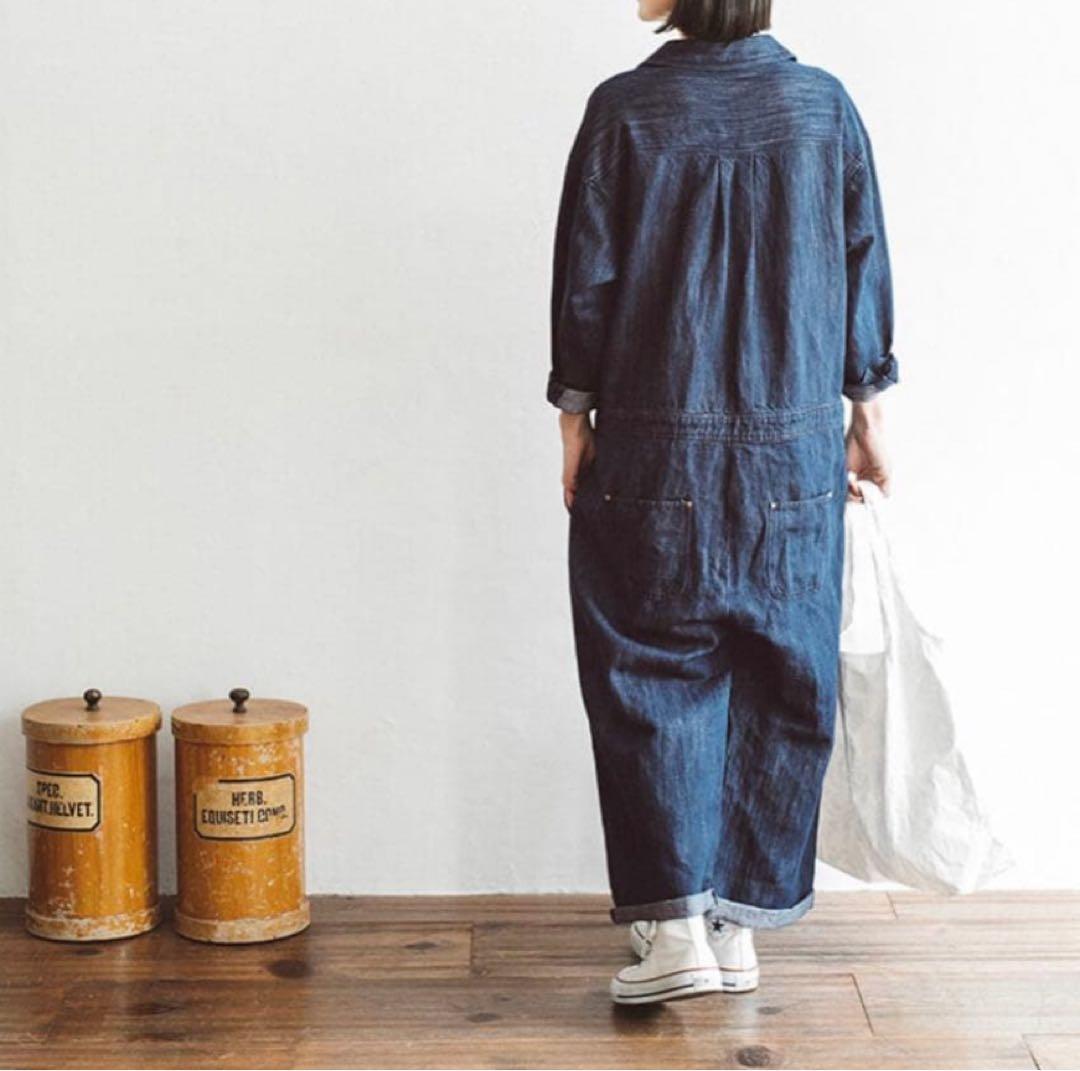 &yarn コットンリネン デニム ジャンプスーツ - メルカリ