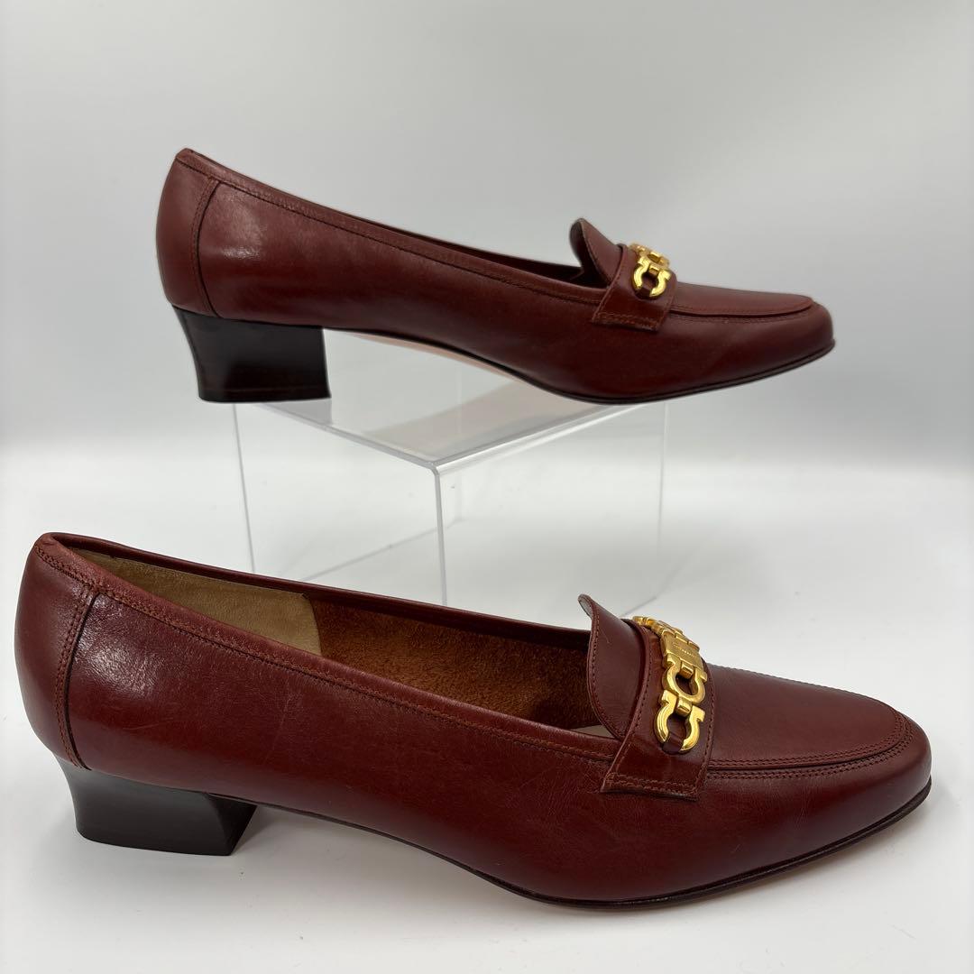 サルヴァトーレフェラガモ ガンチーニ パンプス 7C 24.5cm ブラウン