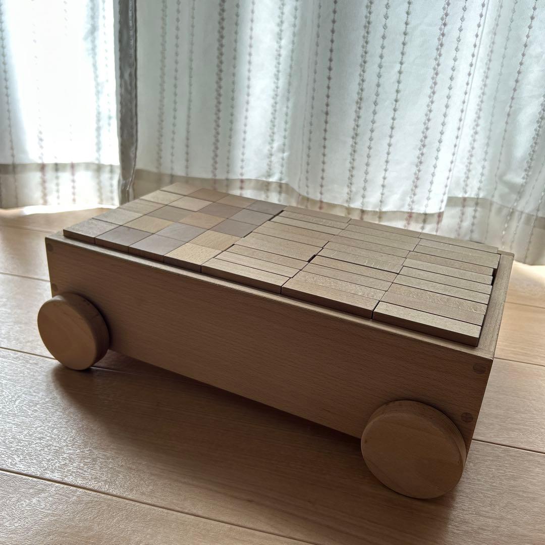 【直接引き取り限定】木製 積み木＋車輪付き収納箱 東谷 収納ボックス キャリーボックス キャスター付き 木製 （ 木製