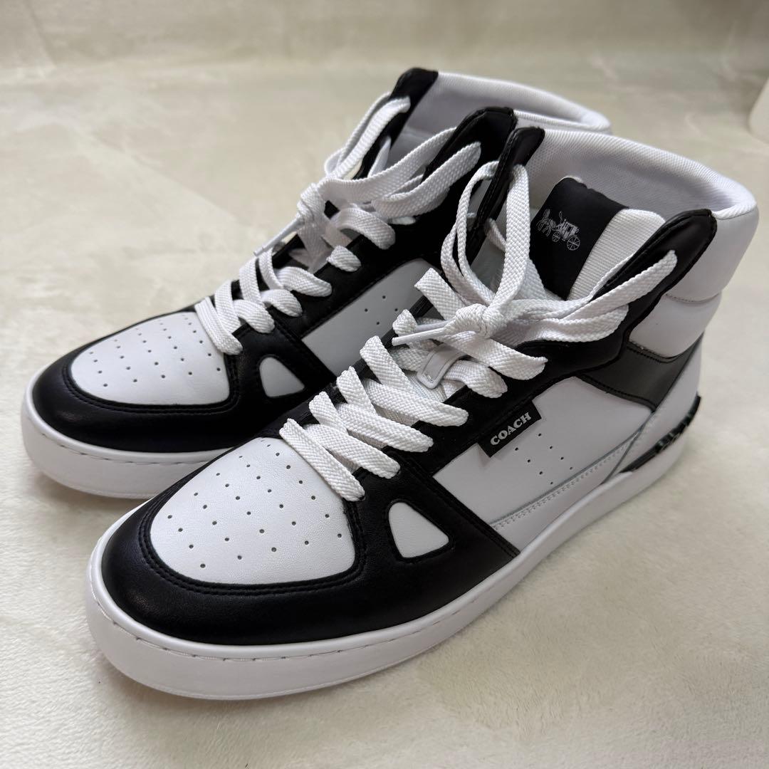 ⚪️【美品】COACH ハイカットスニーカー 白×黒 メンズ　27cm COACH（コーチ） スニーカー C8874 メンズ ローライン ロー トップ