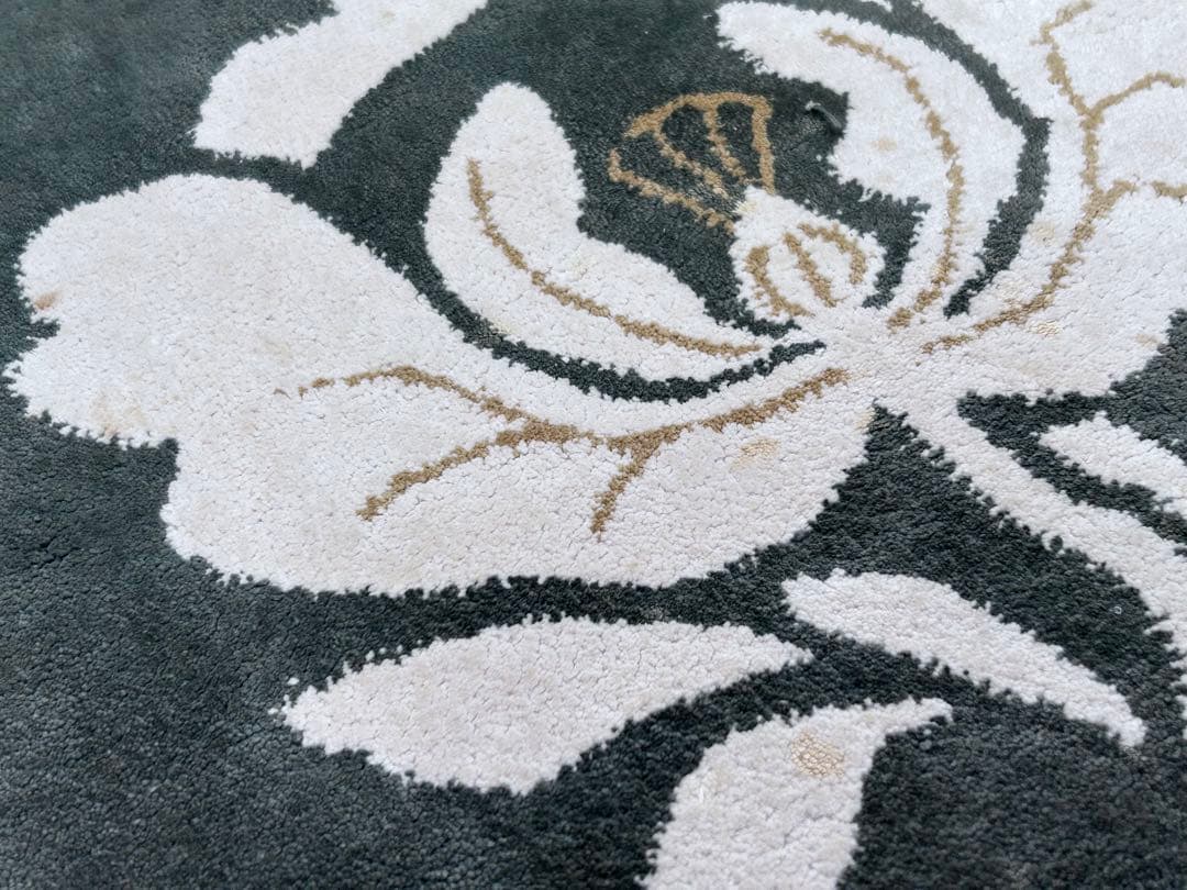 鍋島緞通 新鍋島 吉島敷物 座布団 牡丹B-1 利久ねずみ地 -352-