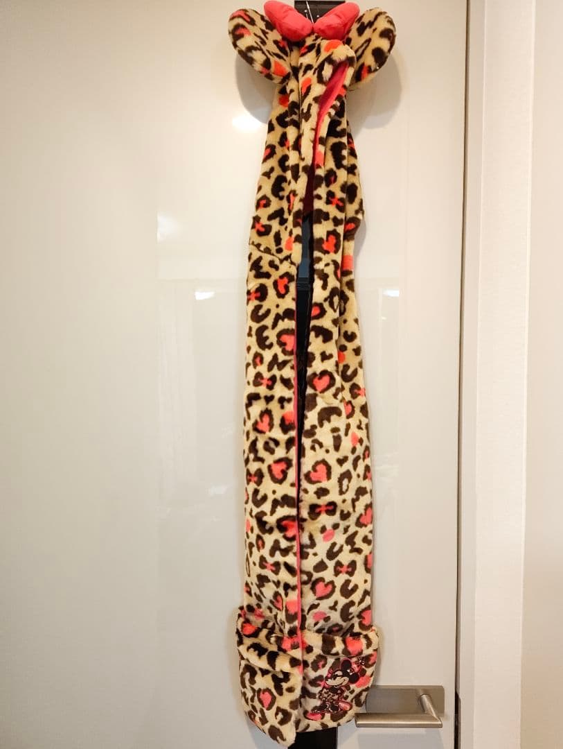 ミニーマウス　ヒョウ柄　フリース帽子　ファンキャプ