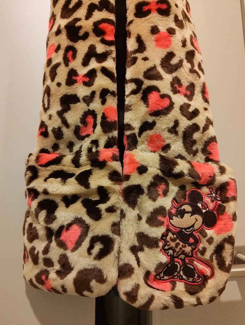 ミニーマウス　ヒョウ柄　フリース帽子　ファンキャプ