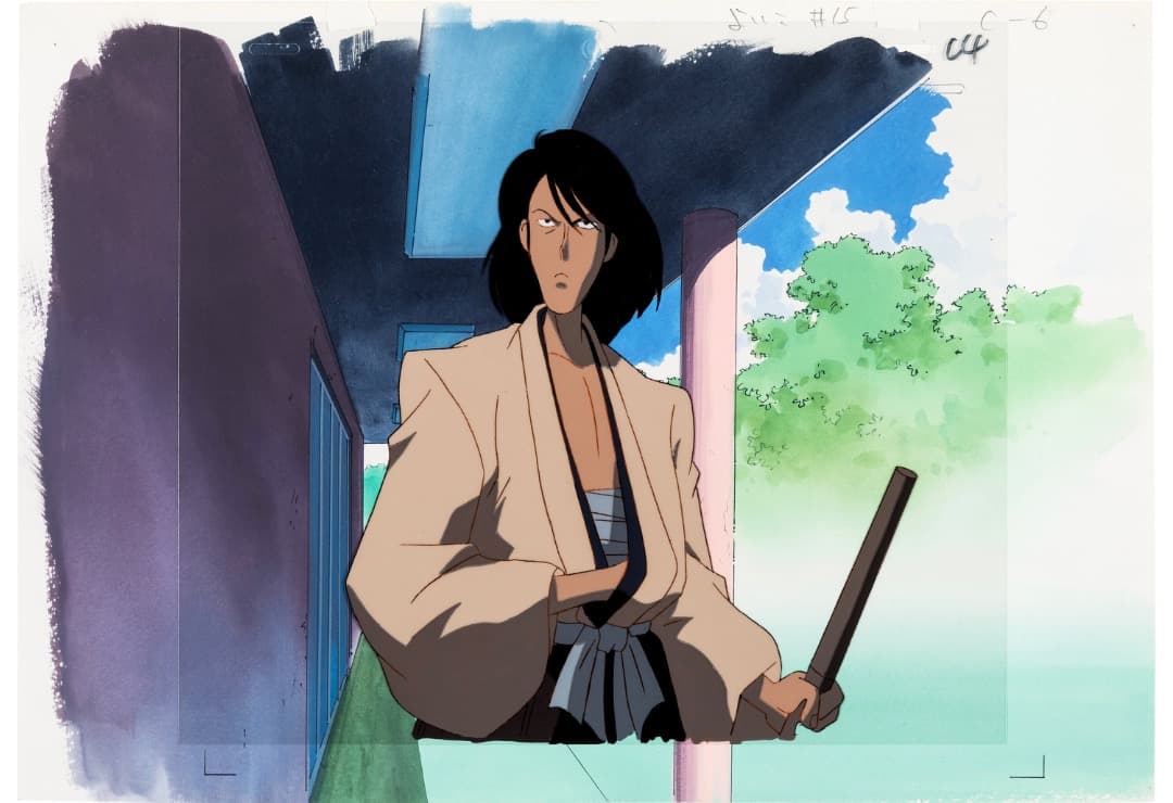 ルパン三世 五ェ門 セル画（制作背景・作画付き、1990年代頃 2点）