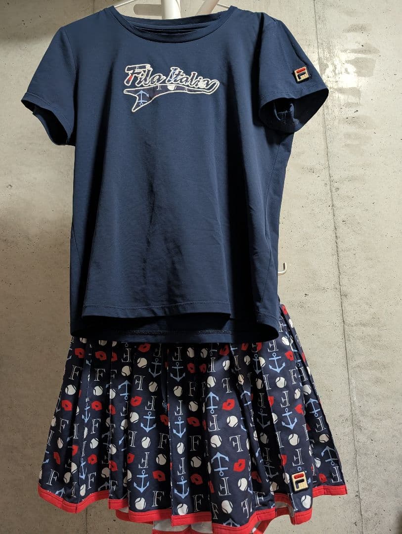 【FILA】テニスウェア　2点セット L FILA（フィラ） レディース ゲームシャツ VL2697 ＆ スコート VL2699