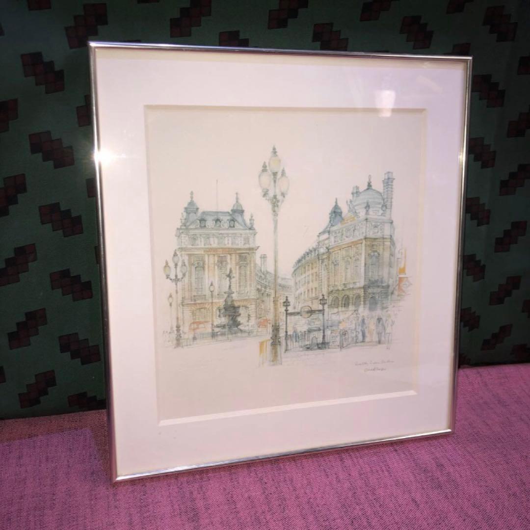 絵画美術　型押し印　ピカデリーサーカス　ロンドン　マッドステージ　異国の風景画