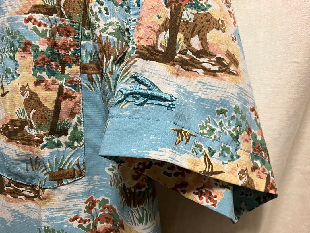 極美品 patagonia ストレッチプレーニングハイブリッドシャツ S 柄BL