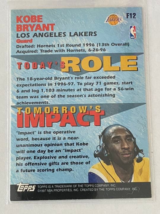 1997-98 TOPPS FANTASTIC 15 #F12 KOBE│ricavimedia.com