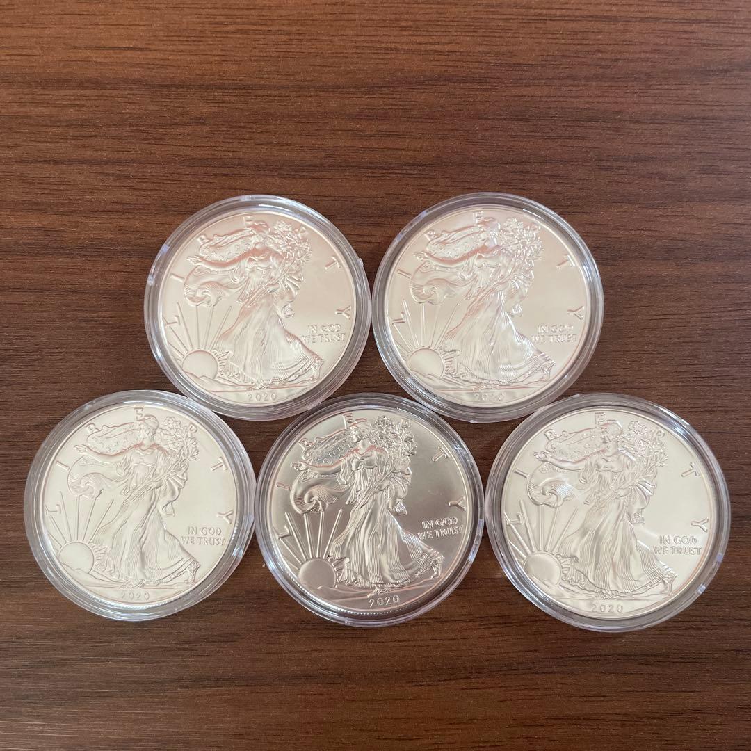 アメリカンイーグル　1オンス銀貨 2020年5枚セット 楽天市場】アメリカ 2020年 イーグル純銀銀貨 1オンス 31.1g 999silver