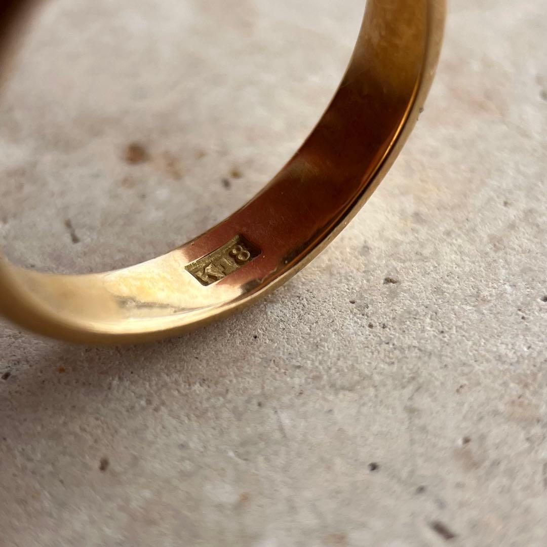 ゴールド リング 指輪 K18 18金 甲丸 かまぼこ 約10号 3.2g