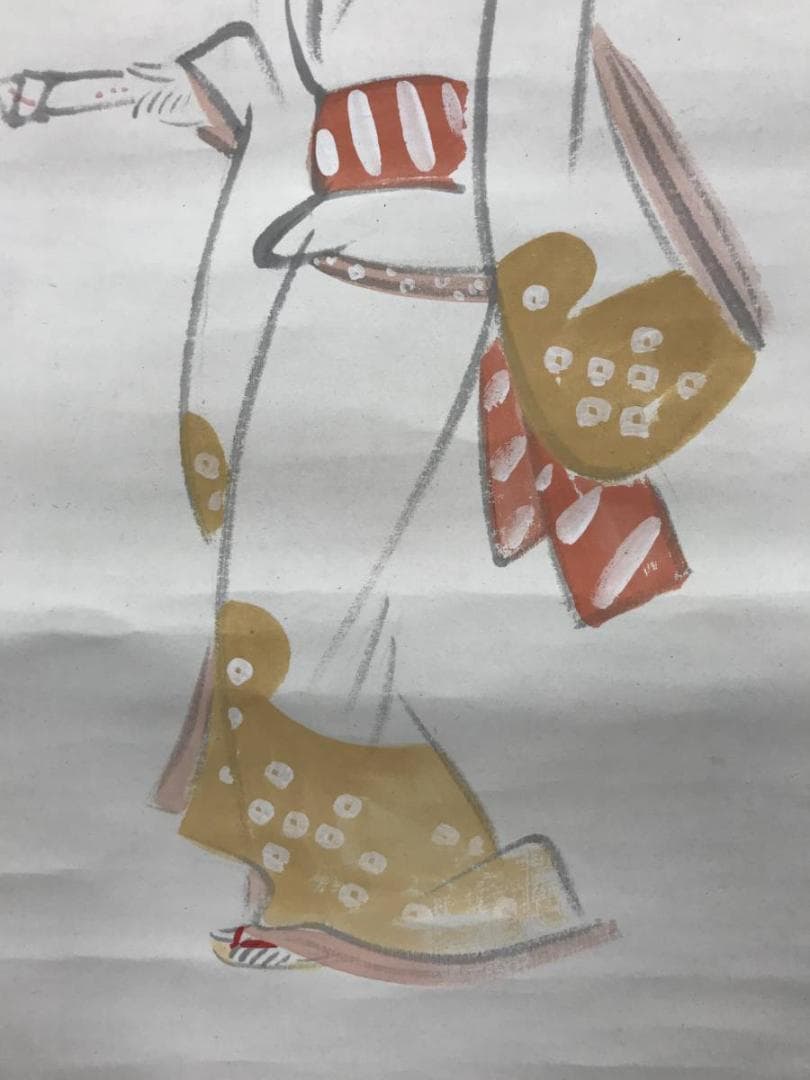 大林千萬樹/大林千万樹/美人羽つき図/美人画/掛軸/名家伝来/AC-554