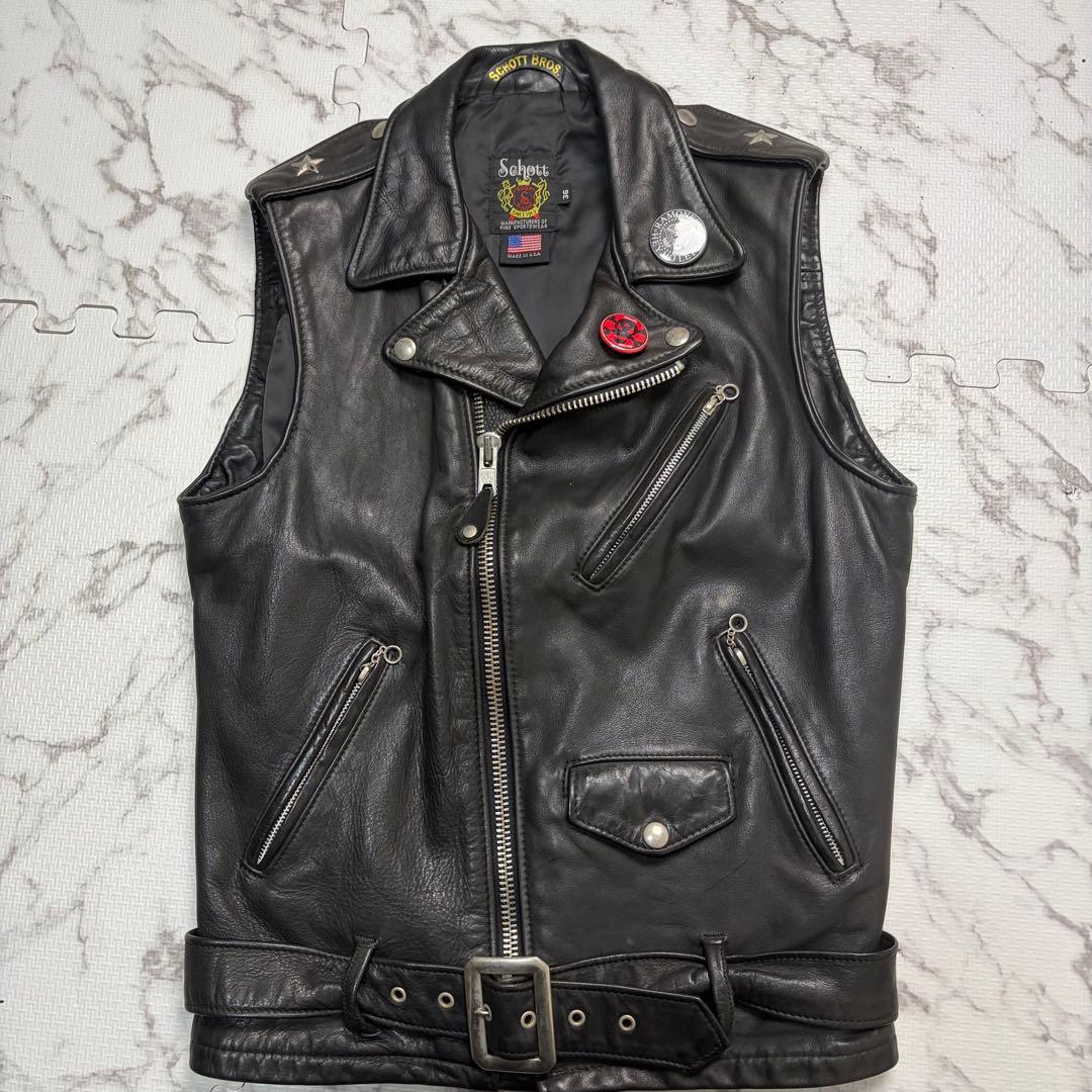 希少✨schott ワンスター レザージャケット ベスト36size 黒 Schott N.Y.C（ショット） Schott ジャケット レザージャケット ワン