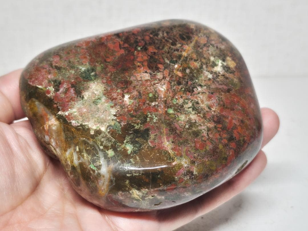 錦石 804g 津軽産 紋石 ジャスパー 碧玉 鑑賞石 原石 自然石誕生石 水石