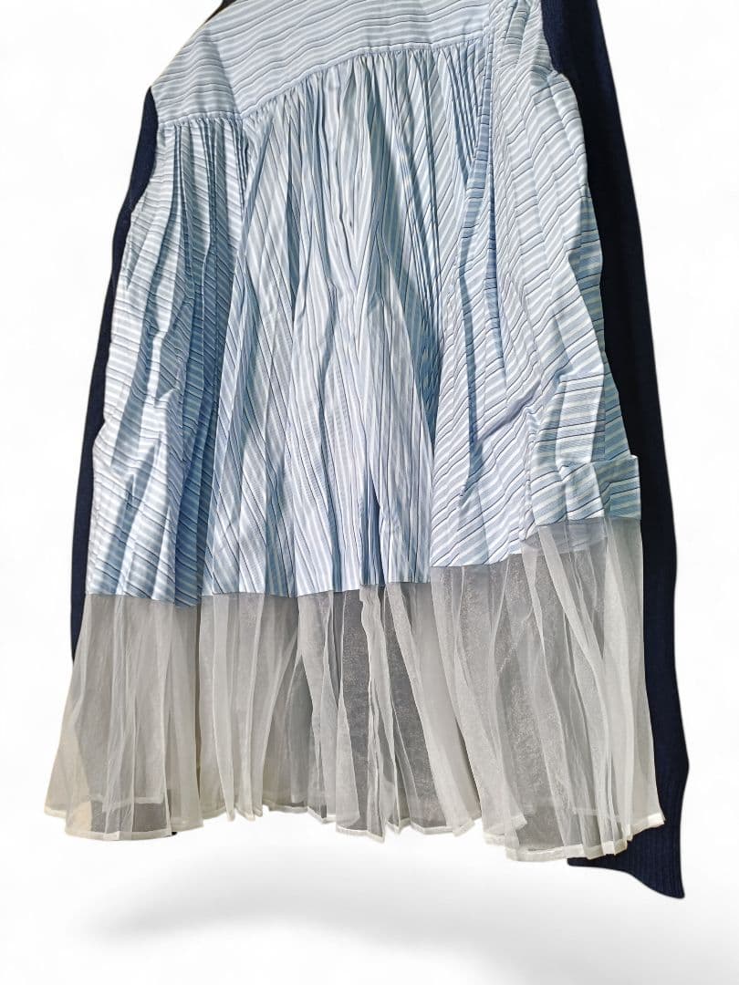 sacai サカイ 異素材ドッキング プリーツ ニット サイズ2 - トップス