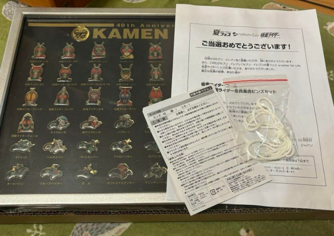 歴代仮面ライダー全員集合ピンズセット 専用額入りのピンズ全55種